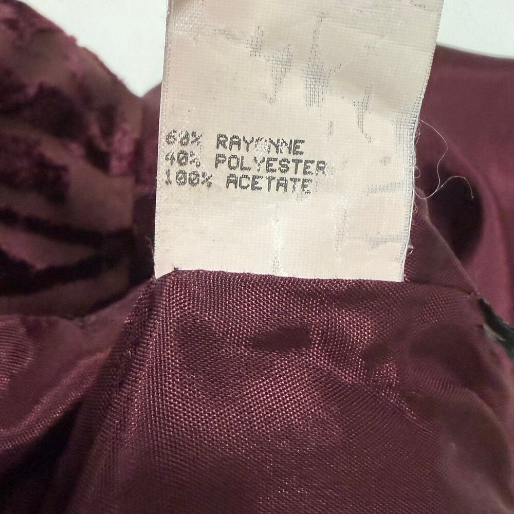 VTG Scott McClintock Velvet Maxi Dress Formal Gown 10 Maroon Floral Whimsygoth - Picture 6 of 14